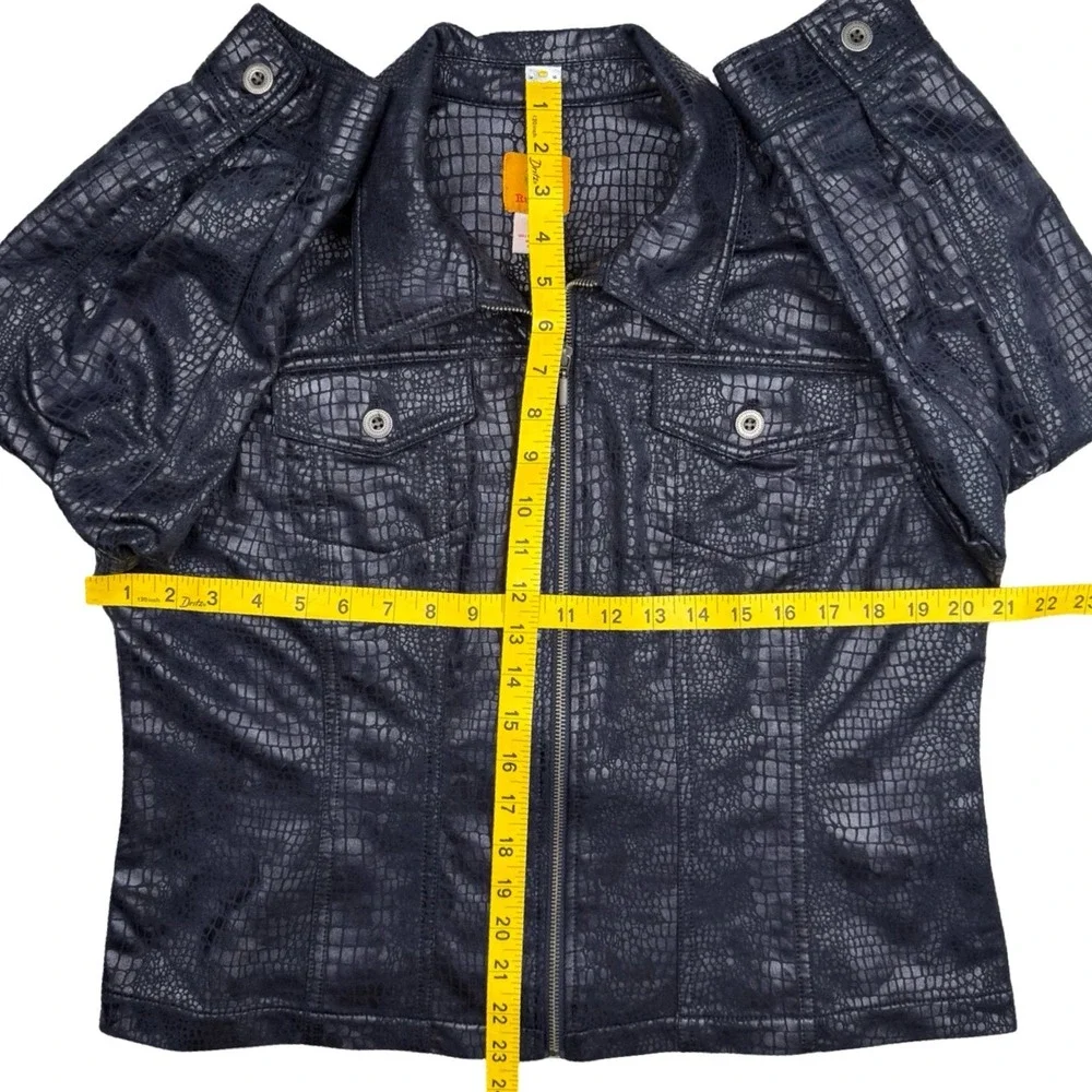 Metallic Navy Blue Crocodile Embossed Zip Jacket Womens 14‎ Ruby Rd